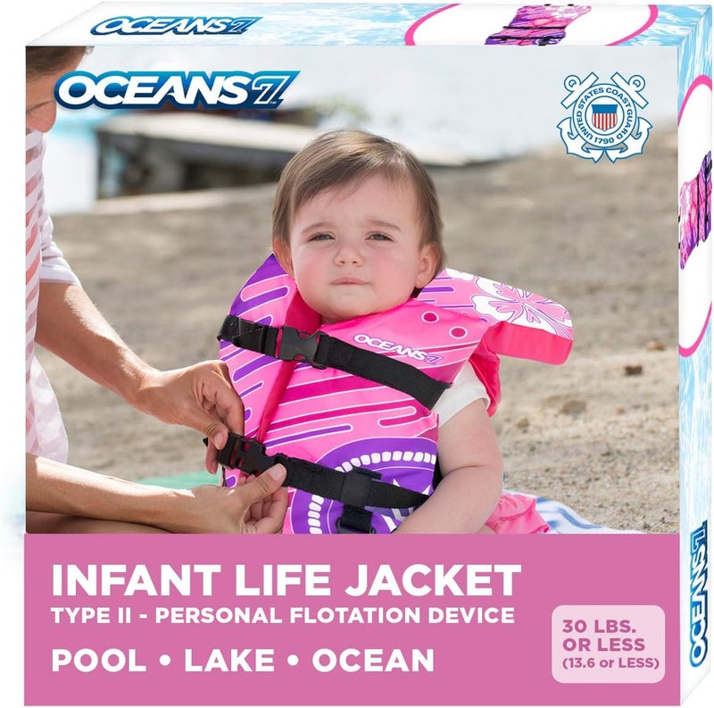 Oceans 7 US Coast Guard Approved Life Jacket for Infant, Kids, Youth, – Type II & III Vest, Personal Flotation Device - Image 1